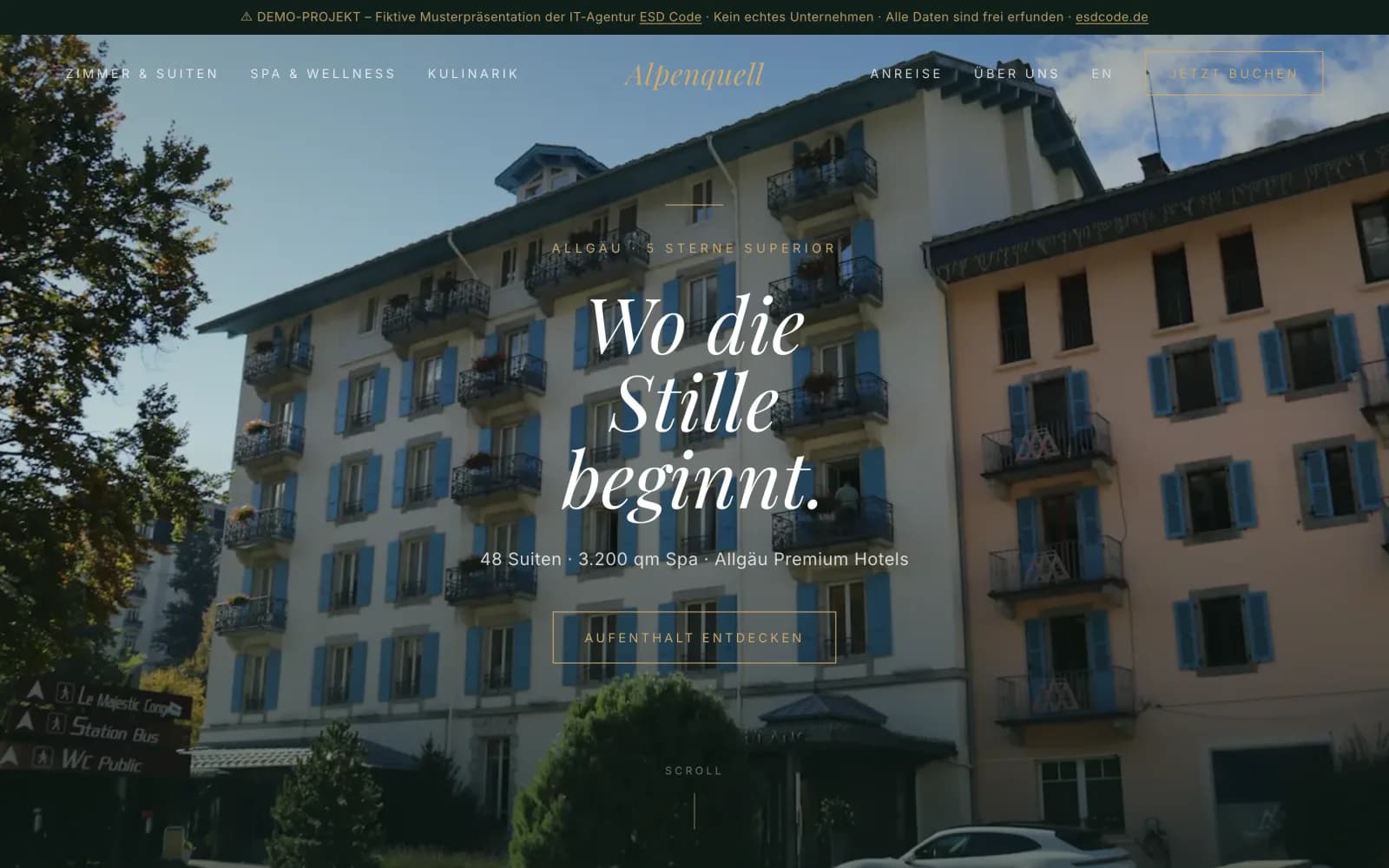 Alpenquell Wellness – Screenshot der Live-Demo