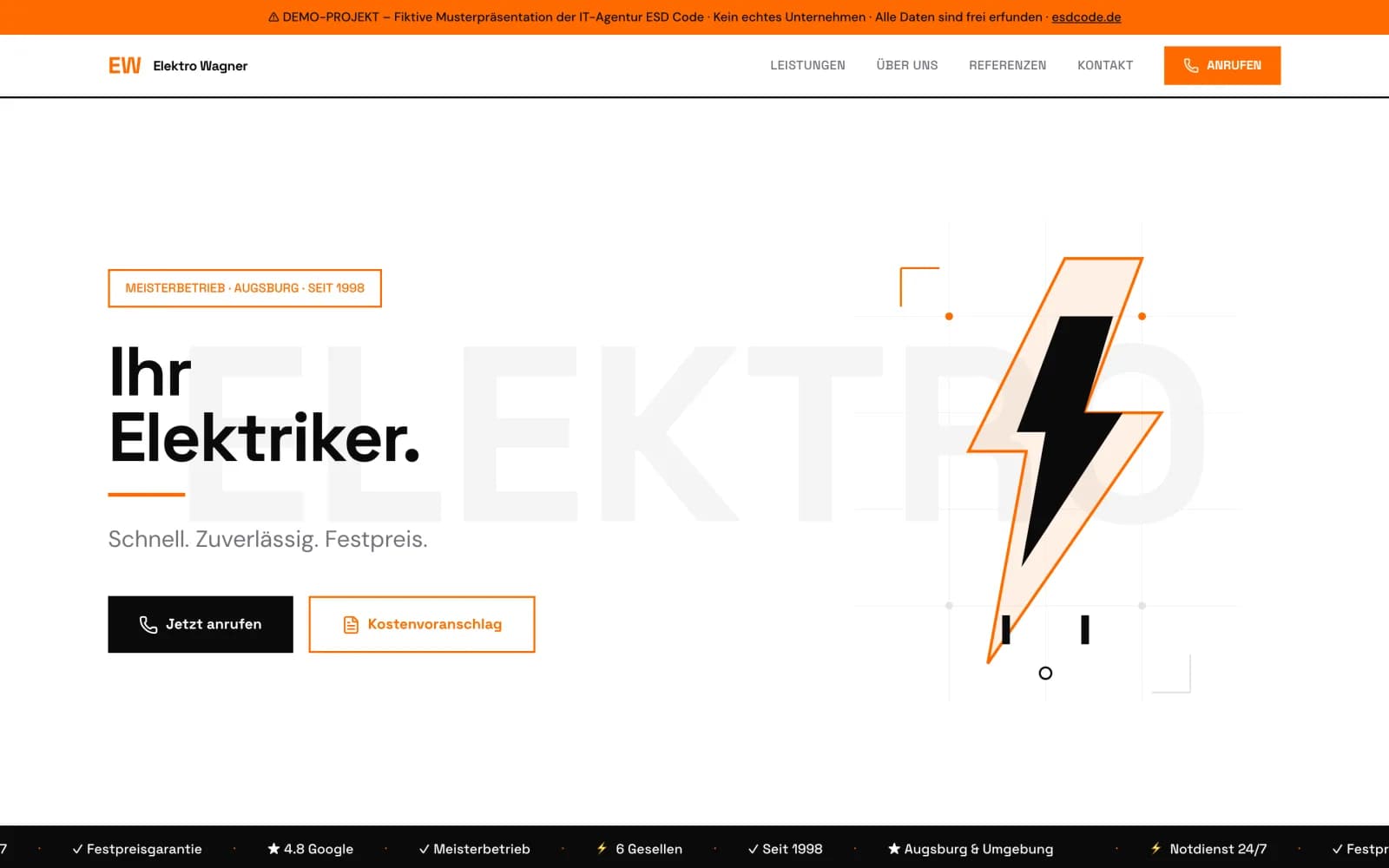Elektro Wagner – Screenshot der Live-Demo