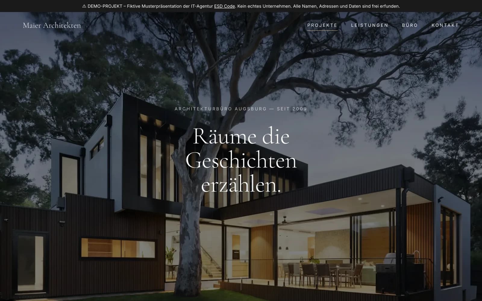 Maier Architekten – Screenshot der Live-Demo
